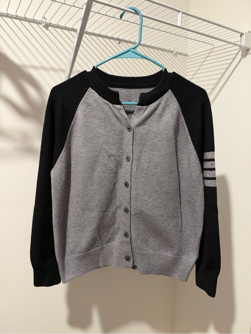 Gray and Black Button-Up Cardigan
